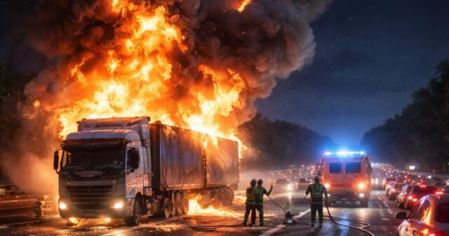 Camion in fiamme sull'A14, esplosioni e autostrada chiusa nei pressi di Mosciano