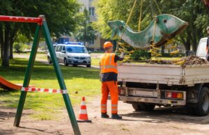 Rimozione della “bassalena” al parco giochi della Cona Rimozione della "bassalena" al parco giochi della Cona