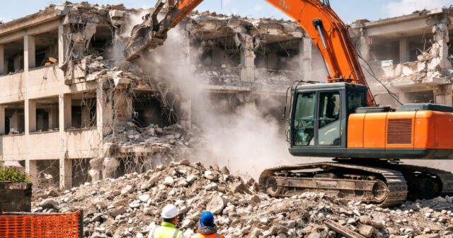 VIDEO/ ATRI, PROSEGUE LA DEMOLIZIONE DELL’EX SCUOLA MAMBELLI: IL CANTIERE ENTRA NEL VIVO VIDEO/ ATRI, PROSEGUE LA DEMOLIZIONE DELL’EX SCUOLA MAMBELLI: IL CANTIERE ENTRA NEL VIVO