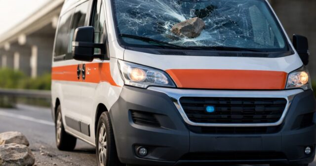 Ambulanza del 118 colpita da sassi a Campli: ferito l'autista