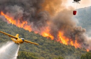 Incendio a Villa Ripa: fiamme su un fronte di un chilometro, in azione elicottero e Canadair Incendio a Villa Ripa: fiamme su un fronte di un chilometro, in azione elicottero e Canadair