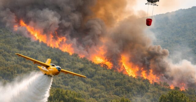 Incendio a Villa Ripa: fiamme su un fronte di un chilometro, in azione elicottero e Canadair Incendio a Villa Ripa: fiamme su un fronte di un chilometro, in azione elicottero e Canadair