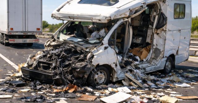 Incidente sull'A14: camper distrutto dopo scontro con un tir, conducente illeso