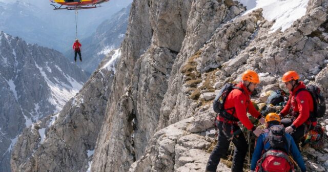 Intervento di soccorso sul Pizzo Intermesoli dopo un incidente tra alpinisti Intervento di soccorso sul Pizzo Intermesoli dopo un incidente tra alpinisti