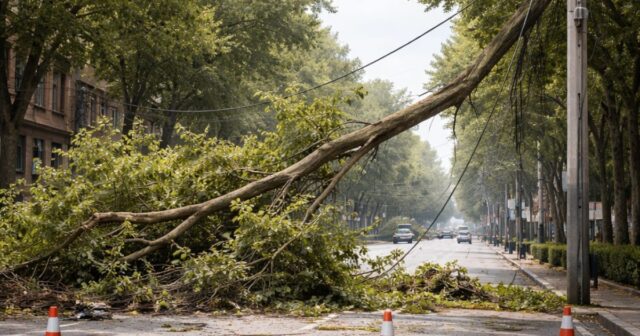 Ramo Spezzato su Viale Mazzini: Chiusura della Strada e Danni ai Cavi Elettrici Ramo Spezzato su Viale Mazzini: Chiusura della Strada e Danni ai Cavi Elettrici