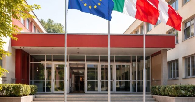 Sostituzione delle bandiere all'Istituto Pascal di Teramo
