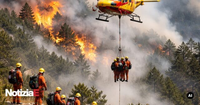 Evacuazione di undici soccorritori sul monte Morrone a causa di un incendio Evacuazione di undici soccorritori sul monte Morrone a causa di un incendio