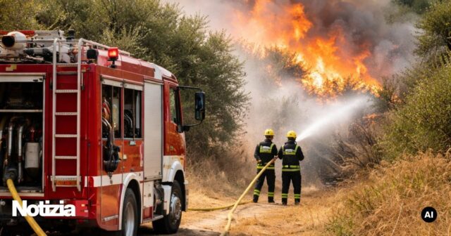 Incendi tra Pineto e Castiglione Messer Raimondo: Vigili del Fuoco in azione