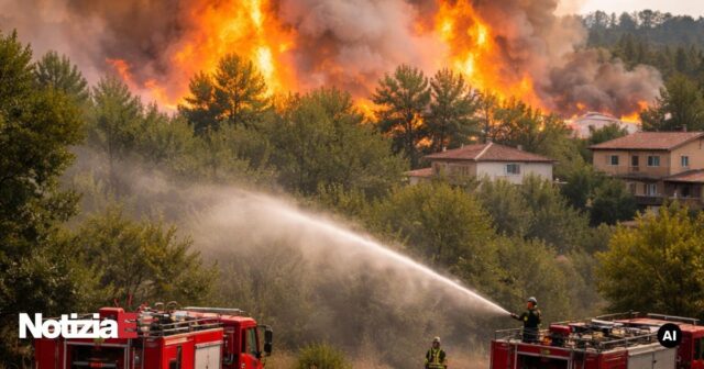 Incendio a Sparazzano: tre ettari in fiamme, Vigili del Fuoco al lavoro per proteggere le abitazioni Incendio a Sparazzano: tre ettari in fiamme, Vigili del Fuoco al lavoro per proteggere le abitazioni
