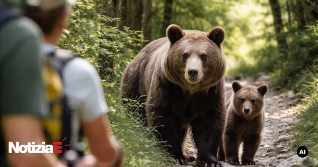 Incontro ravvicinato con un orso a Castellafiume Incontro ravvicinato con un orso a Castellafiume