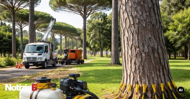 Interventi urgenti contro la cocciniglia tartarugata a Pineto su 322 pini Interventi urgenti contro la cocciniglia tartarugata a Pineto su 322 pini