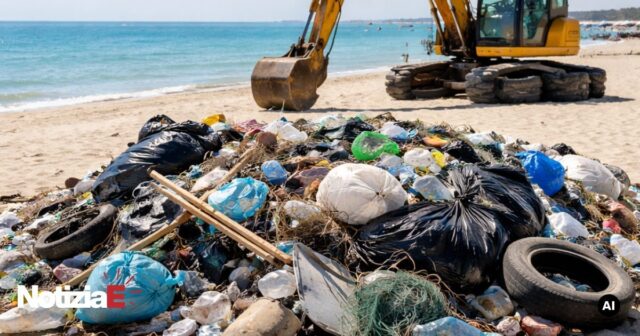 Rifiuti abbandonati sulla spiaggia di Giulianova, la ruspa non interviene Rifiuti abbandonati sulla spiaggia di Giulianova, la ruspa non interviene