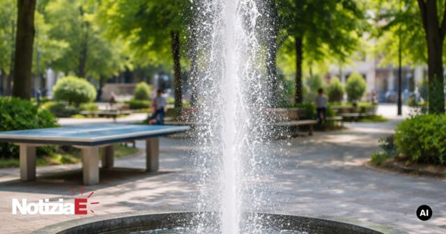 Una nuova fontana appare al parco della stazione